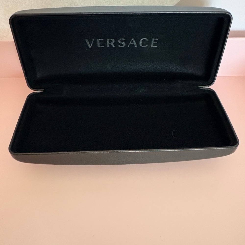 Versace Black Leather Eyewear Case with Gold Logo